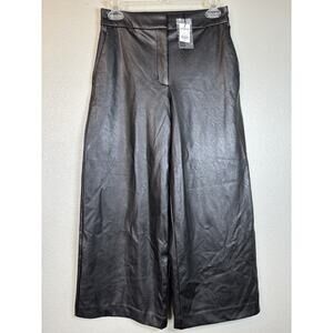 EXPRESS Size 0R‎ Women's Black High Rise Vegan Leather Pants Cropped Flare NEW
